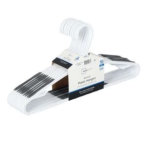 Mainstays 10 Pk Non-Slip Durable Plastic w/ TPE Strips Clothes Hangers NWT